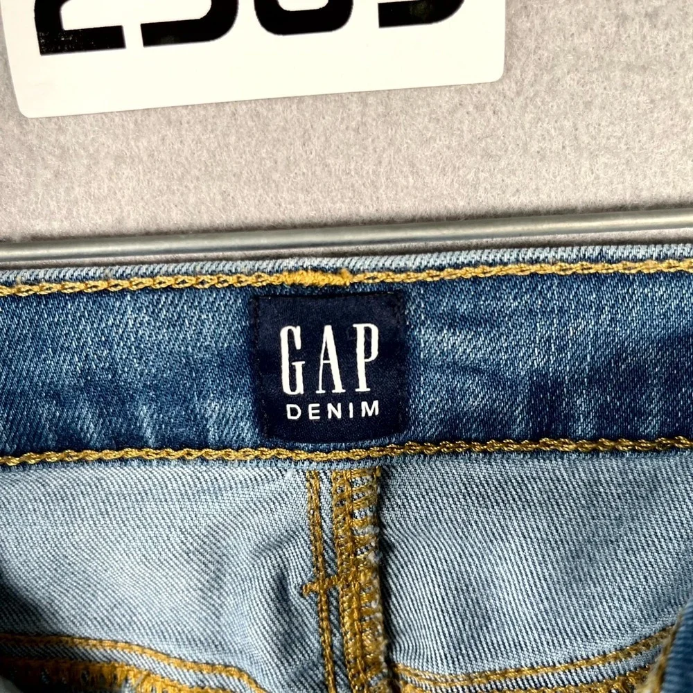 Gap‎ True Skinny Jeans Womens 26 Blue Denim Lyocell Stretch Medium Wash Whiskers